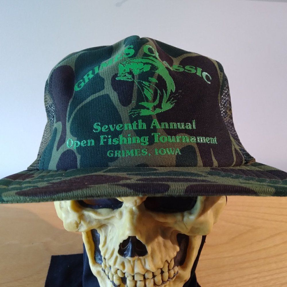 Vintage Grimes Classic Iowa Fishing Tournament Camouflage Snap Back Hat